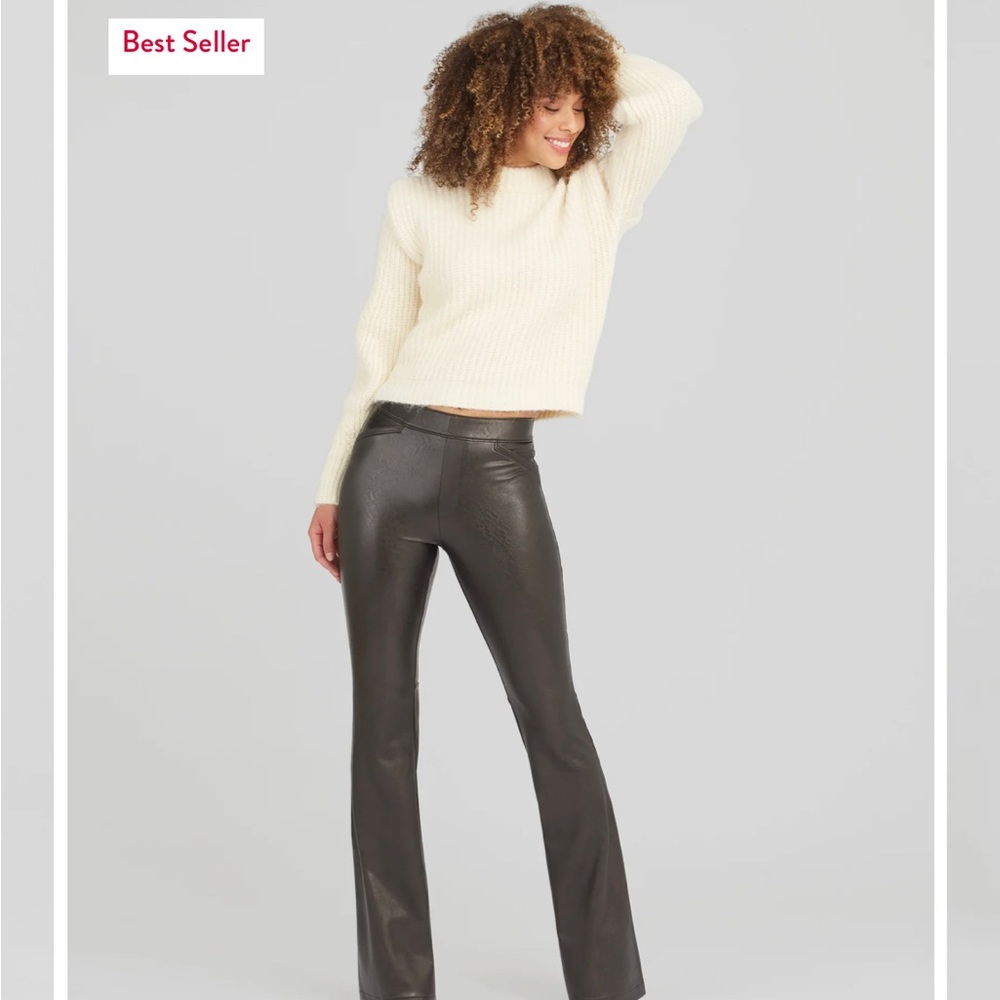 NWT Spanx TALL Leather Like Flare Pant Sz M